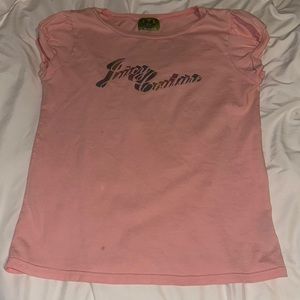 Pink Vintage Juicy Couture Puffy Sleeve Boat Neck Baby Tee Y2K